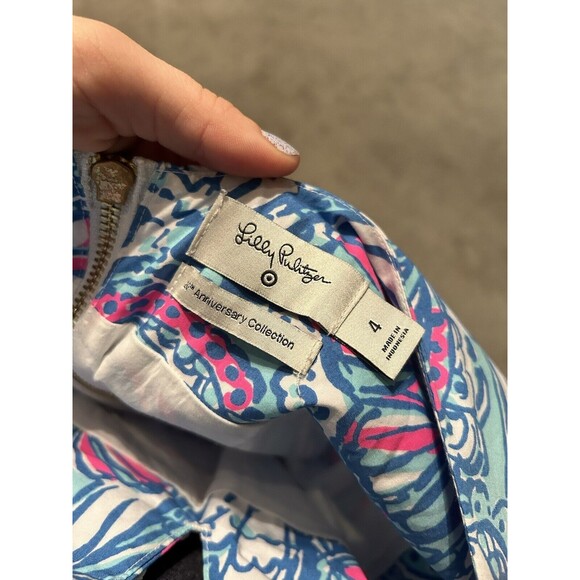 Lilly Pulitzer Target My Fans Blue Print Shift‎ Dress Womens Size 4 - Picture 4 of 8